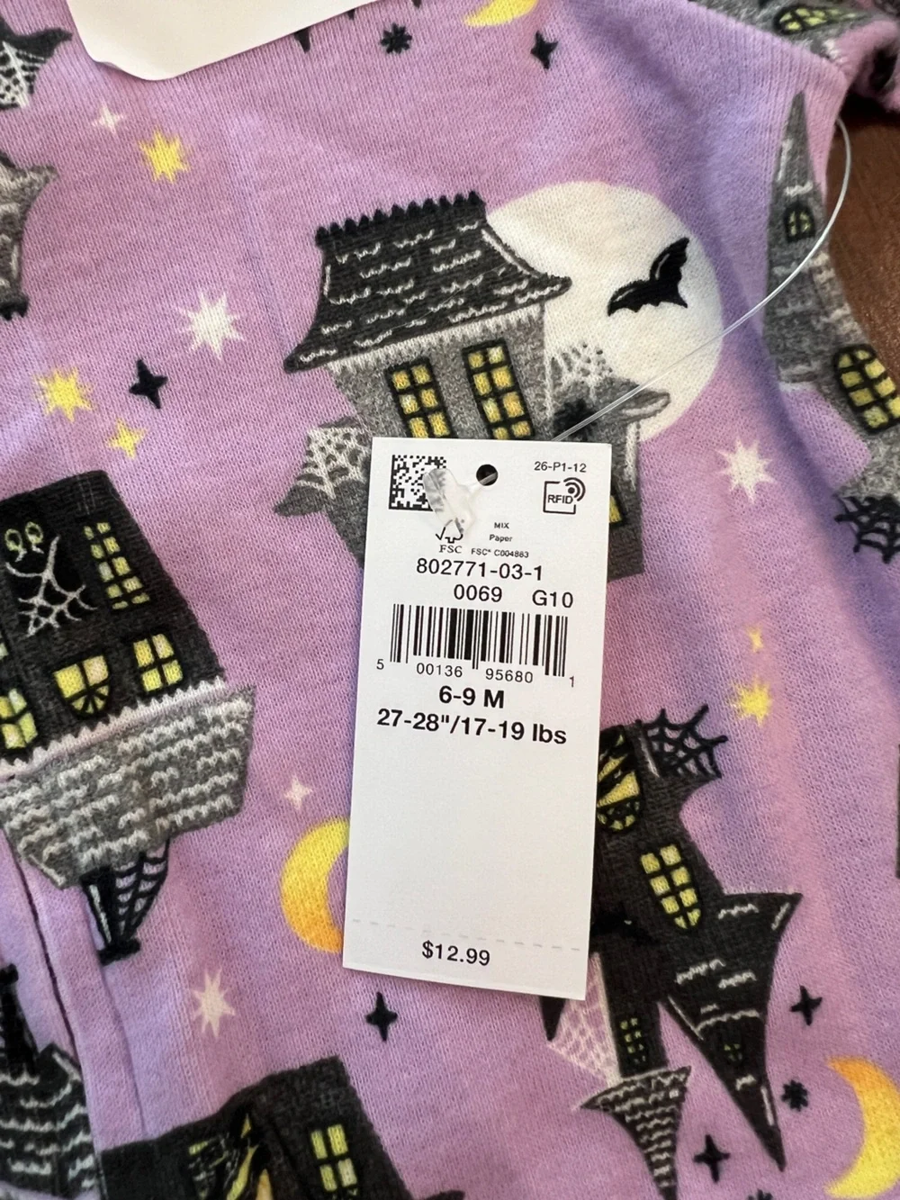 Old Navy Halloween Haunted House Footed Sleeper Pajamas NWT 2-Way Zipper